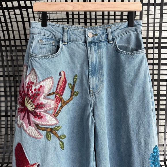 Farm Rio Embroidered Wide Leg Jeans - Picture 3 of 8